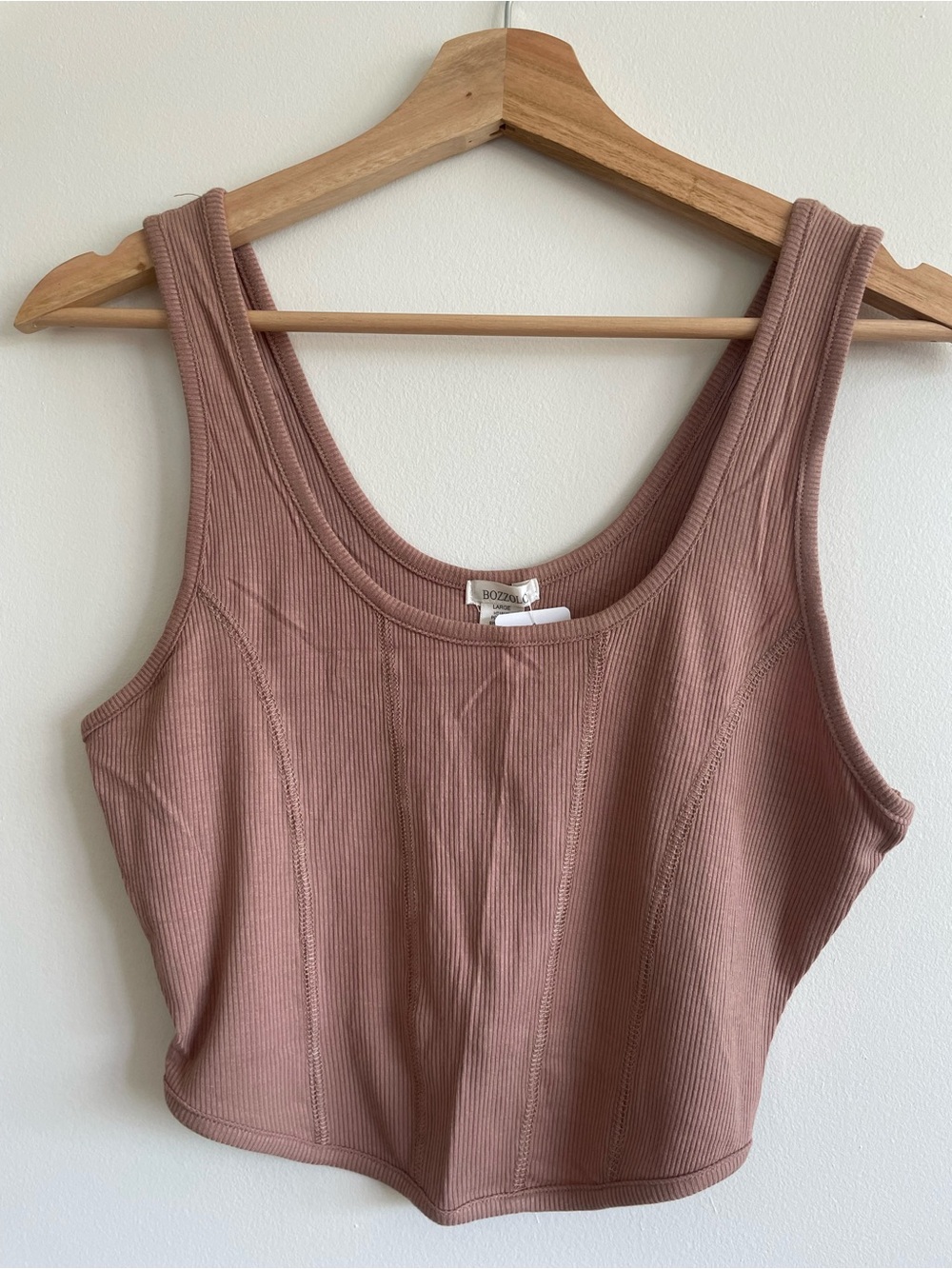 envy Ribbed Scoop Tank Top - Mauve Pink